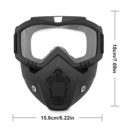 TAIZER Motorcycle Goggles Mask Motorcycle Glasses Removable Face Mask Fog-proof Warm Goggles Windproof Riding UV Protection (transparent colour)