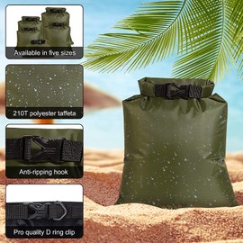 KAHEIGN 5 x Waterproof Pack Sack 1.5 L / 2.5 L / 3.5 L / 4.5 L / 6 L Portable Dry Bags Waterproof Dry Bags Ultra Light for Kayaking Boating Water Sports (Green)