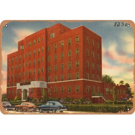 7 x 10 METAL SIGN - New York Postcard - Horace Harding Hospital, 9002 Queens Blvd, Elmhurst, L. I, N. Y.jp - Vintage Rusty Look