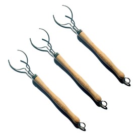 Larga Vitae Wooden Dish Brush Handles Made of Renewable, Biodegradable Bamboo, 3 Replacement Handles for Round 2 in Wide Tampico, Palm, Sisal Hemp, and Other Natural Fiber Bristle Brush Heads (Thin)