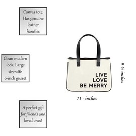 Santa Barbara Design Studio Crebyive Brands Womens Totes - Inspirbyional Purse with Lebyher Handles Mini Canvas Tote Bag by Faithworks, 11 x 9.5-Inch, Live Love Be Merry