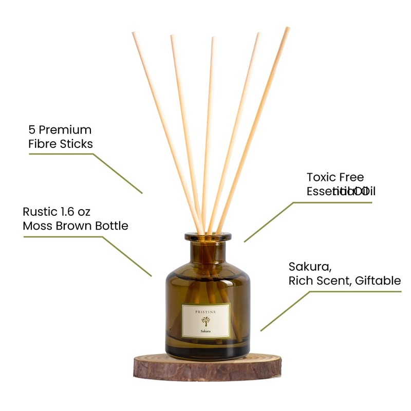 PRISTINE Sakura Reed Diffuser for Home | Cherry Blossom Flower