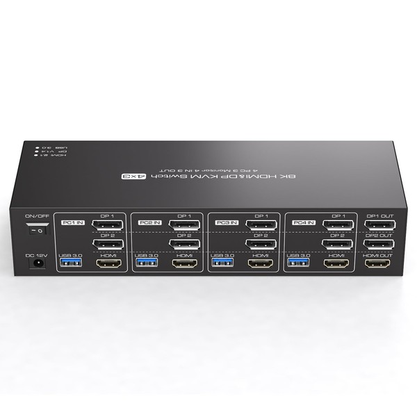 4K144Hz HDMI + 2 Displayport KVM Switch 3 Monitors 4
