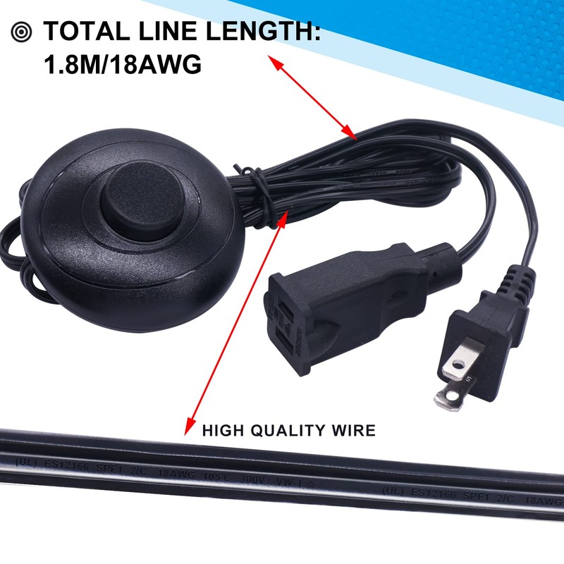 Twidec/Foot Switch Floor Black Foot Pedal Push Switch Round Inline