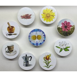 Deko-STECKEL® DS-111 Decorative Socket Cover Dust Protection Socket Cover for Clean Schuko Sockets Strips Multiple Sockets Splash Guard Design (9, DS-9784: 9x1DekoKücheblumen)