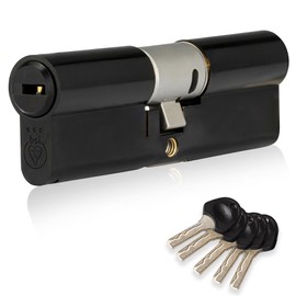 XFORT Colossus Matt Black 3 Star Kitemarked Euro Cylinder Lock 40EX/40 (80mm), British Standard TS007 Anti-Snap Barrel Lock, uPVC Door Lock.