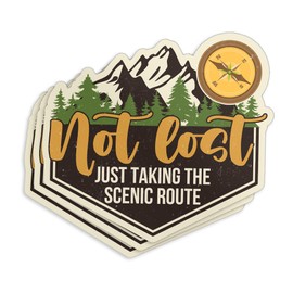 (3Pcs) Not Lost Just Taking The Scenic Route Sticker, Camping Hiking Adventure Nature 2" Waterproof Die-Cut Vinyl Sticker for Kindle Laptop Water Bottles, Phone Decal Gifts 2 Inches