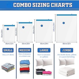 Plobeca 6 Pack Vacuum Storage Bags with Hand Pump Travel Space Saver Bags Vacuum Seal Compression Bag for Clothes, Pillows, Toys, Blankets and Comforters (6 Small (12''x20''))