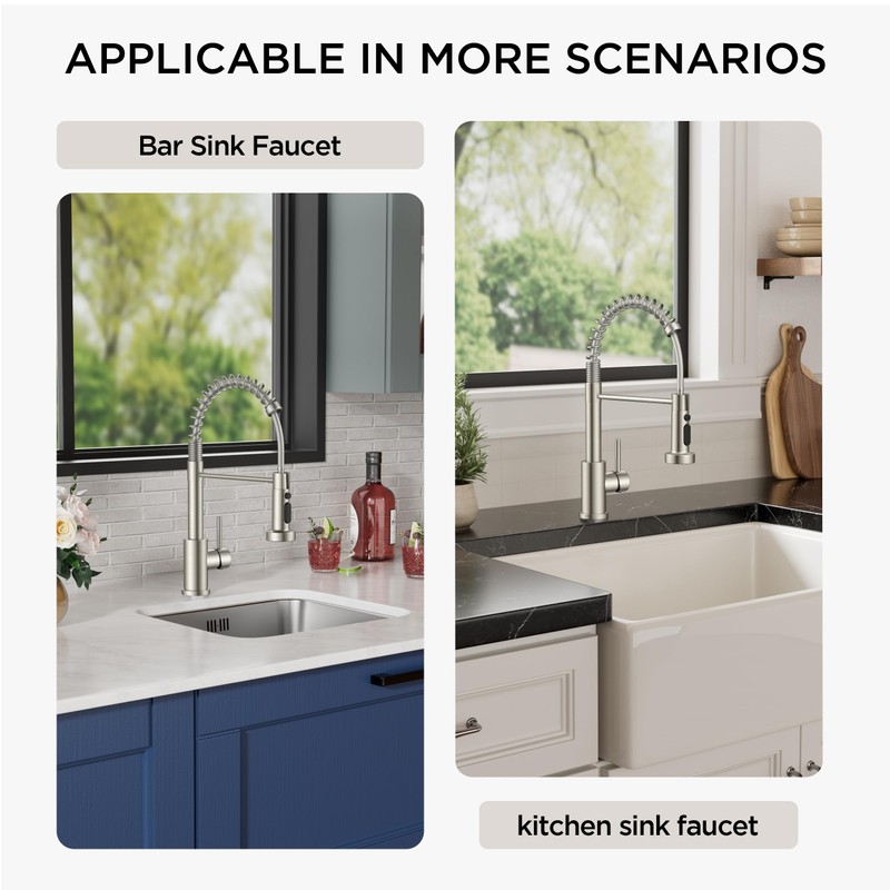 FORIOUS Kitchen Faucet with Soap Dispenser, Brushed Nickel Stainless Steel