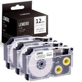 LEMERO XR-12WE Casio Nameland Tape 12mm 3 Pack Compatible Tape Cartridges with Black Text on White