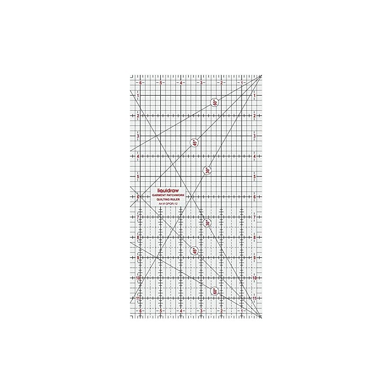 Liquidraw® Patchwork Quilting Ruler, Acrylic Imperial Template Transparent (6 x