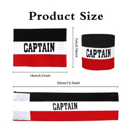 Kuskins 2Pcs Captain Armband, Adjustable Elastic Sports Arm Bands for Soccer Basketball Football and Outdoor Team Games, Adult & Youth Team Captain Accessories (Black + Red)