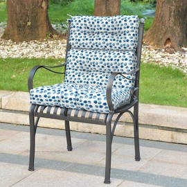 LVTXIII 2 Pack Outdoor/Indoor High Back Seat Cushions, Deep Seat Patio Seat and Back Cushion Set, Stuffed High Rebound Foam Rocking Seat Cushions, 44"x22"x4", Dots Blue