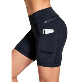 baleaf Women's 5" Bike Shorts 4D Padded Pockets Cycling Shorts Mountain Biking Bicycle Spin Gel UPF50+, Black XXL