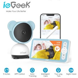 ieGeek 5'' Wifi Video Baby Monitor Camera and Audio 2-Way Talk PTZ Night Vision