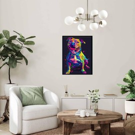 GOLDyyFROG Diamond Art Kits for Adults Neon Pop Art Pitbull 5D Dimond Painting Kits for Adults Beginner, Round Diamond Kits for Home Wall Decor, Gift for Women 30x40 cm