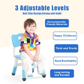 JIAOQIU Kids Adjustable Chair with 3 Height Levels Toddler for Desk and Play Indoor Outdoor Activities