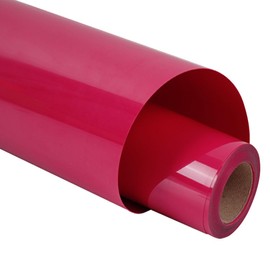 Guangyintong - Rollo de vinilo de transferencia de calor rojo rosa, 12 x 8 pies, vinilo termoadhesivo rojo rosa para camisetas, superficie brillante, vinilo HTV rojo rosa para todas las máquinas