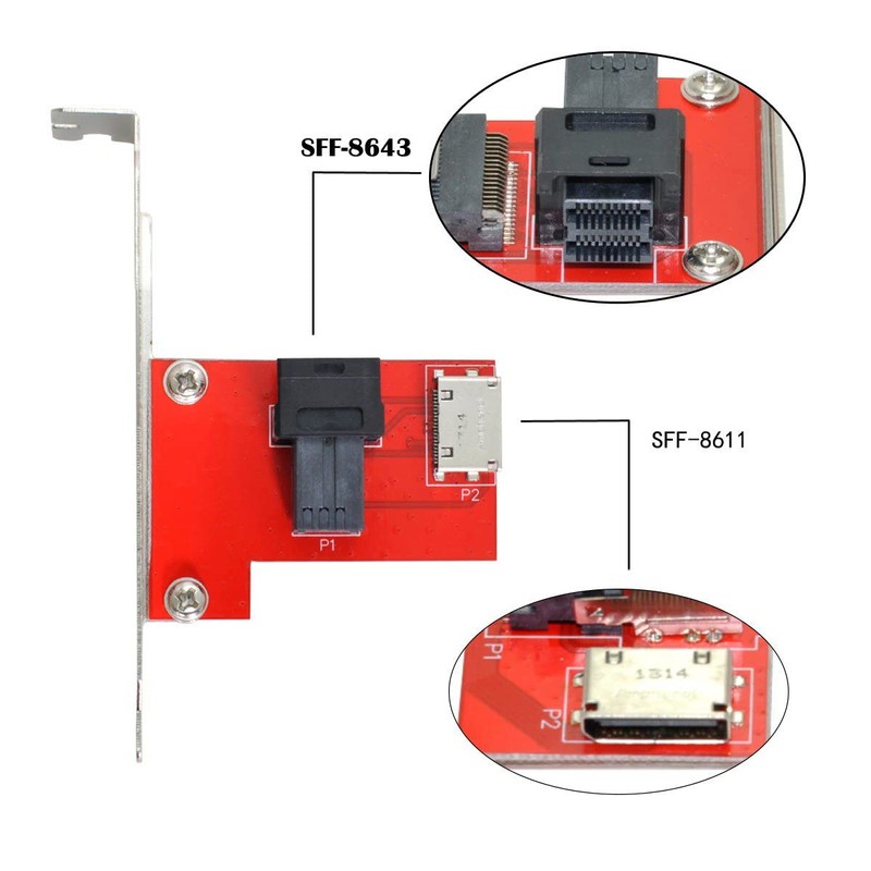 cablecc PCI-Express 4.0 Mini SAS HD SFF-8643 to Oculink SFF-8611