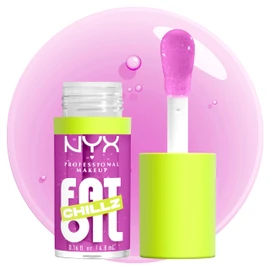 Nyx Professional Makeup, Fat Oil Chillz. Gloss. Tono: Strawberry Slush (morado). Brillo labial hidratante con efecto jugoso, hasta por 12hrs de uso. Fórmula vegana.