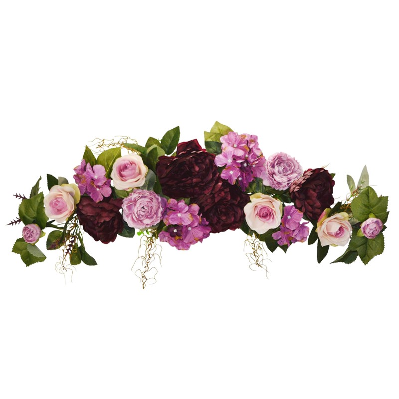 32" Rose/Peony/Hydrangea Swag (Eggplant)