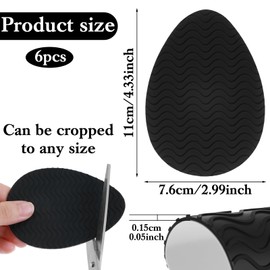 6 Pcs Non Slip Shoe Pads Sole Protector Adhesive Shoe Grips on Bottom of Shoes Anti Slip Pads for High Heels Self Adhesive Rubber Stickers for Shoes (Black)