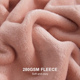 EHEYCIGA Fleece Blanket Dusty Pink Throws for Sofas Fluffy Warm Soft Blanket for Bed Settees Armchairs, Fit All Season, Single, 130x165cm
