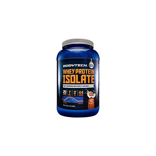 BODYTECH Whey Protein Isolate Powder - with 25 Grams of Protein per Serving & BCAA's - Ideal for Post-Workout Muscle Building & Growth, Contains Milk & Soy - Cinnamon Cereal (3 Pound)