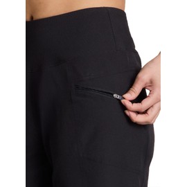 RBX Active Women's Ankle Pant, Lightweight Quick Drying Stretch Woven Casual Weekend Pant with Pockets, Clean Waistband Black L