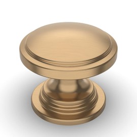 Amerdeco 10 Pack 1-1/4 inch Kitchen Cabinet Knobs Champagne Bronze Cabinet Knobs Bedroom Dresser Gold Round Drawer Knobs Single Hole Cabinet Pulls