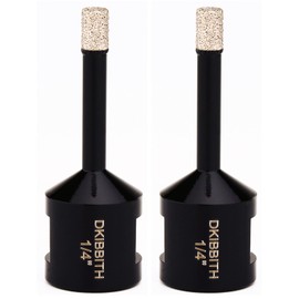 1/4 Inch Dry Diamond Core Drill Bits Set 2 pcs for Ceramic Porcelain Granite Marble Tiles Stone Glass Brick Hard Materials, 5/8-11 Thread for Angle Grinders Wet Polishers, Tile Hole Saws 6mm