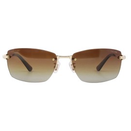 POLICE Sunglasses SPLG39J 300P 60 2023 Model WIND Two-Point Borderless Men's Square Titanium Polarized Lens Frame Color: Shiny White Gold Lens Lens Color: Brown Gradient (Polarized Lenses), Frame