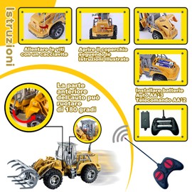 LioMaxi 1:32 Remote Control Construction Site Vehicle with Flashing Lights Full Function Remote Control Excavator Tractor Toy for Kids Gifts for Kids (Pliers)