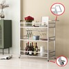 LORMITER Silver Bar Carts with 3 Tier Glass Shelves, Rolling