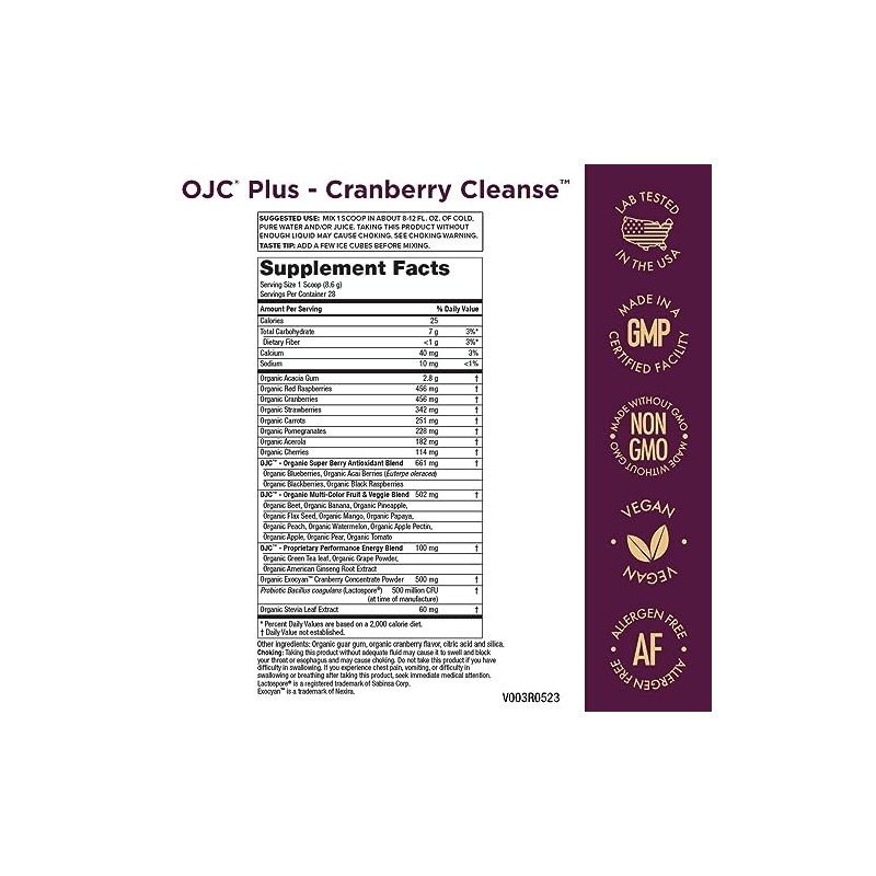 Certified Organic Juice Cleanse - OJC Plus - Cranberry Cleanse,8.49OZ/240.8g