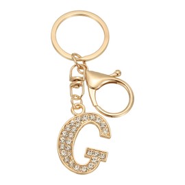 PATIKIL Initial Letter Key Chain, Letter A-Z Keychain Initials Keyring Cute Metal Crystal Alphabet Keyring for Keys Charm Handbag Purse Backpack, Golden (G)