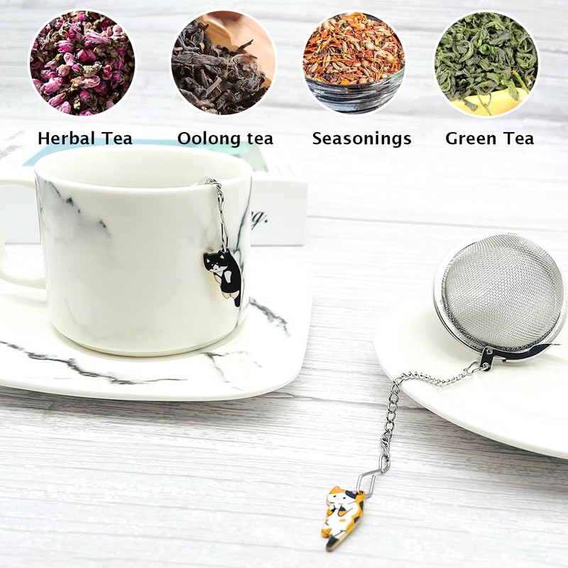 Cat Tea Infuser, 2 Pcs Cute Tea Diffuser Stainless Steel