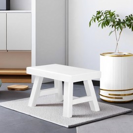 Wooden Step Stool for Adults 11.8" L x 7" W x 6.9" H Handcrafted Solid Wood Stool with Chamfered Edges, Multi-Usage Stool, Wooden Step Stool with Anti-Slip Caps - Durable and Sturdy (Natural Wood)