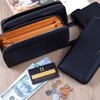 VISOUL Wallet, carbon leather black. camel