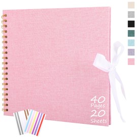 Ayorasly Álbum de recortes de bricolaje, 8 x 8 pulgadas, álbum de fotos con 40 páginas blancas en blanco, suministros de álbumes de recortes, libro de recuerdos para bebé, boda, fiesta, graduación,