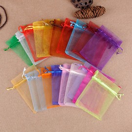 Tyhbelle Pack of 100 Organza Bags - 10 x 15 cm - Pretty Little Organza Bags (Multi-Coloured)
