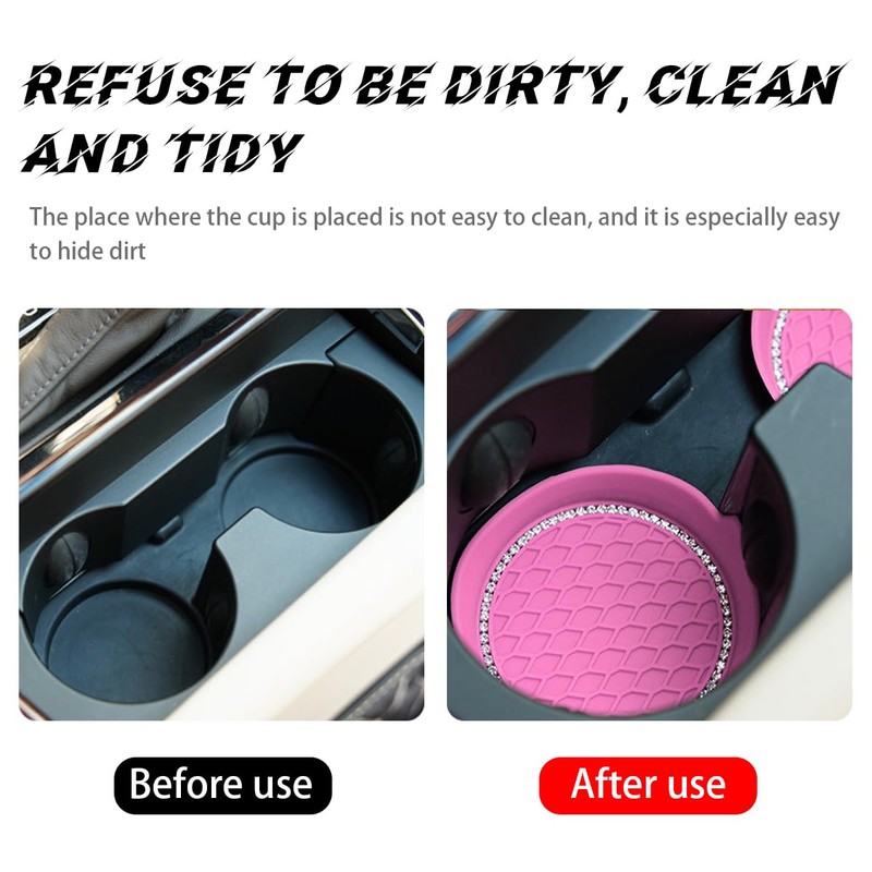 zipelo Bling Car Cup Coaster, 4 Pack Universal Vehicle Anti-Slip