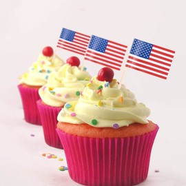 SHATCHI USA US American Flag Picks Toothpicks Cocktail Sticks Cupcake Toppers for Patriotic Theme Party 4th of July Decorations, (50pcs/200pcs/500pcs), Multi, 200pcs