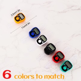 DAJASD Pack of 6 Finger Counters, Digital Finger Counter, with LED Light, Electronic Finger Counter, Digital LED Finger Clicker, Mini Hand Counter for Prayer, Sports, Golf, Inventory Aeroplane