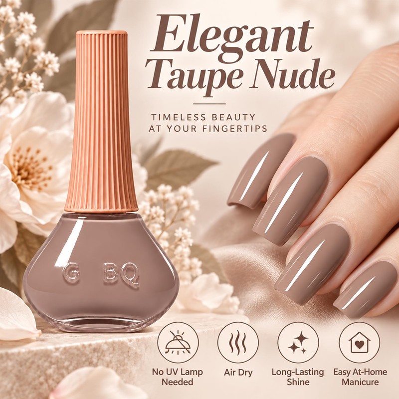12ML Taupe Nude Nail Polish, Air Dry, No UV Lamp,