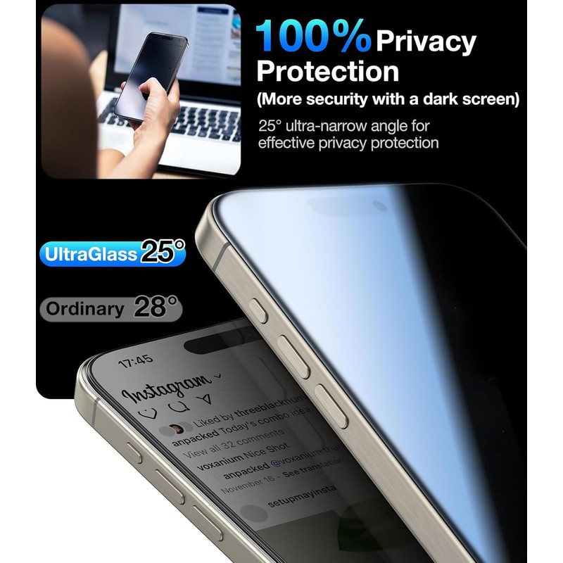 UltraGlass Ultra 9H+ Glass for iPhone 13 Pro Max Privacy