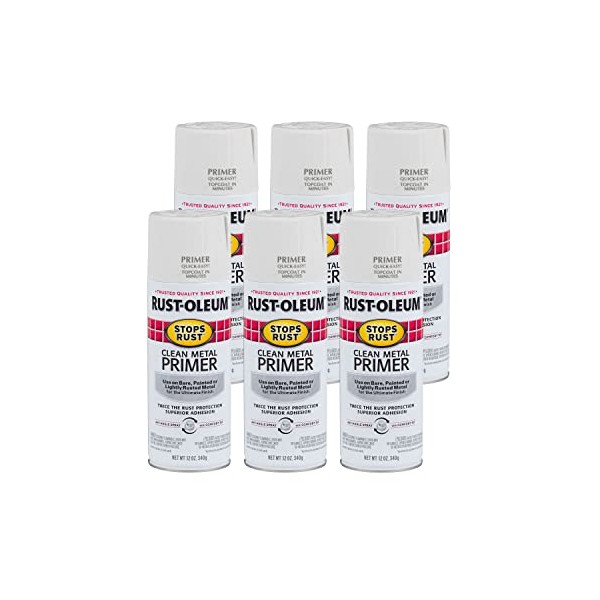 Rust-Oleum 7780830-6PK Stops Rust Clean Metal Spray Primer, 12 Oz,