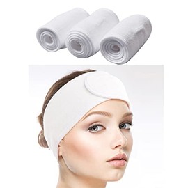 Tergy Diadema de Spa Facial de 20 Piezas, Diadema de Tela de Felpa para Lavar Maquillaje Facial, Toalla Elástica Ajustable con Cinta Mágica 1 Unidad (