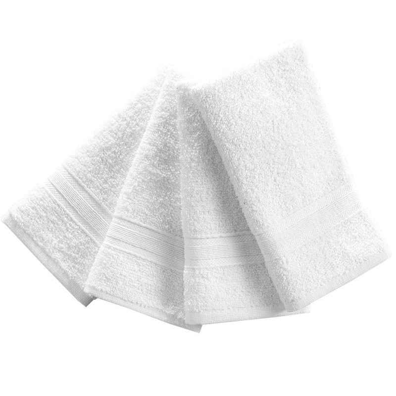 Cotton Fingertip Towels Set - 4 Pack White Highly Absorbent,