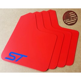 StreetRays [Originals] [SR] 2014-2016 Ford Fiesta ST Mud Flaps STARTER Set RED w/ Logo (NO HARDWARE)
